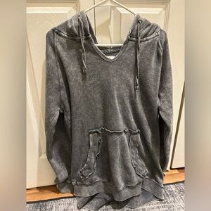 Sew In Love frayed edges acid washed hoodie small